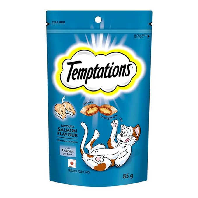 Temptations Cat Treat, Savoury Salmon Flavour - 85 g, Chunk